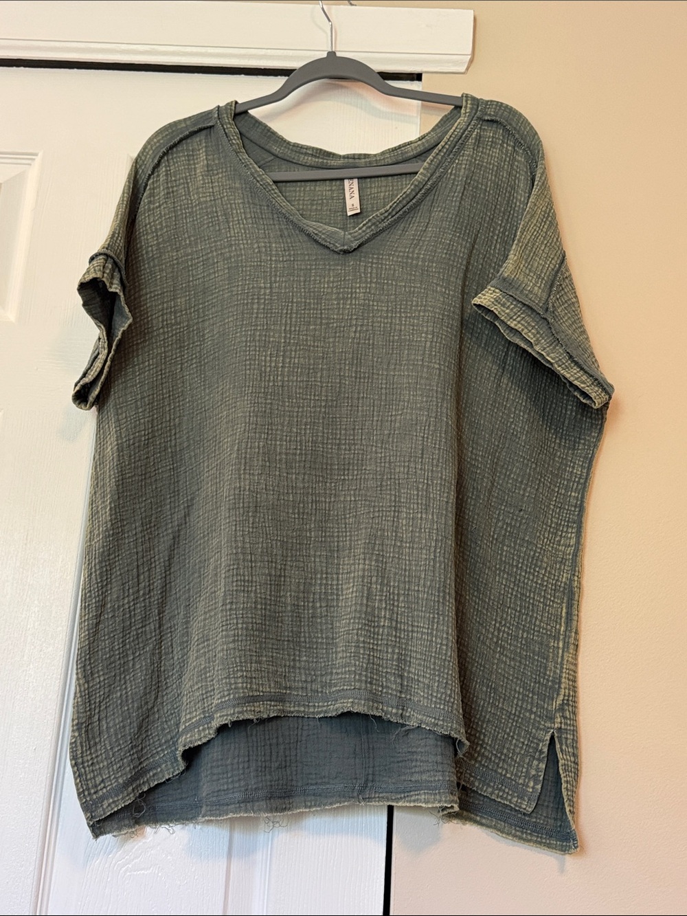 Zenana Outfitters Washed Sage Green V-Neck Tunic